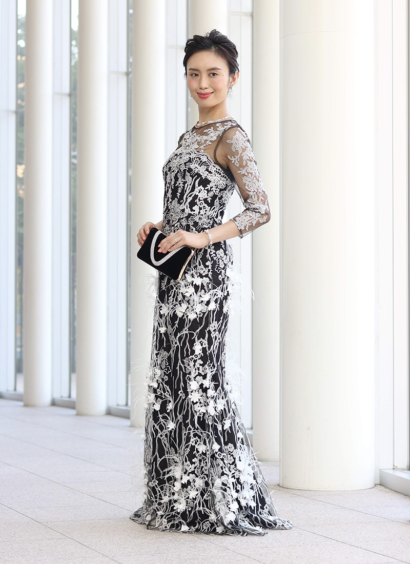 RMD-033：Faye Won（フェイ・ウォン）【インポート】ブラック×ホワイト刺繍Dress