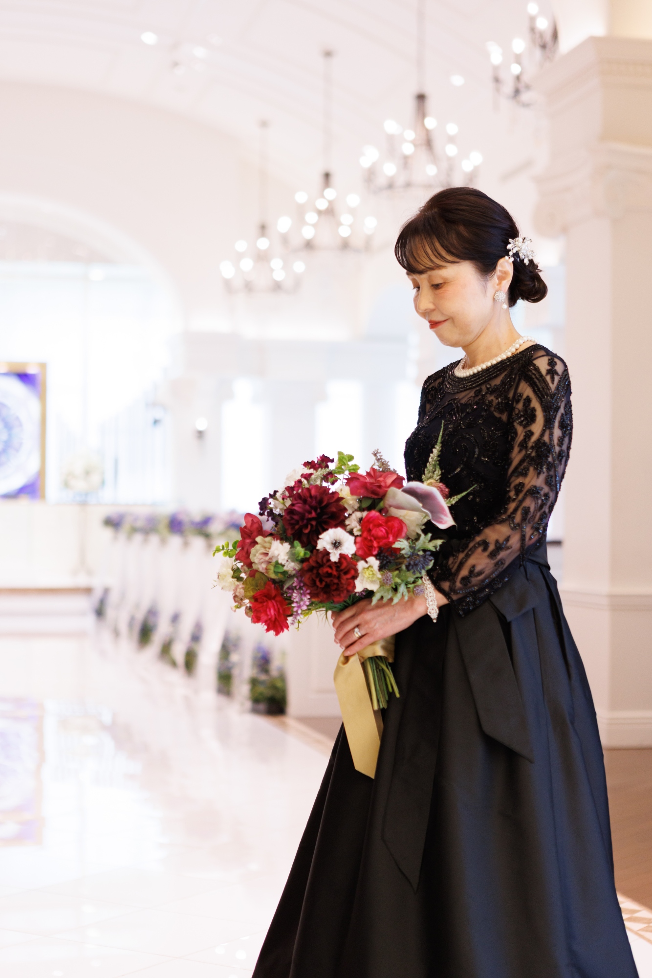 新郎母ドレス　新婦母ドレス　マザードレス　ママドレス マザーズドレス　結婚式母ドレス　母親ドレス　ヘアスタイル　ヘアアレンジ　ヘアセット