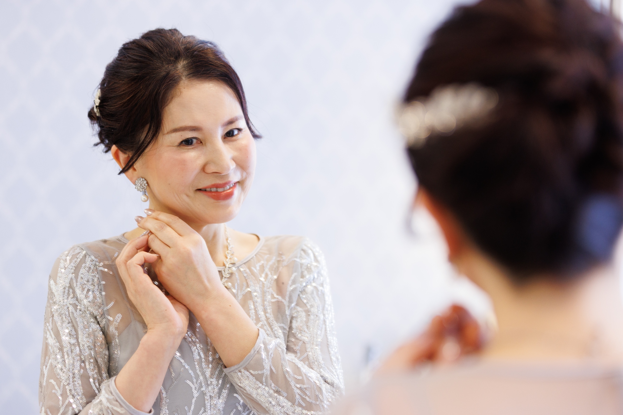 新郎母ドレス　新婦母ドレス　マザードレス　ママドレス マザーズドレス　結婚式母ドレス　母親ドレス　ヘアスタイル　ヘアアレンジ　ヘアセット