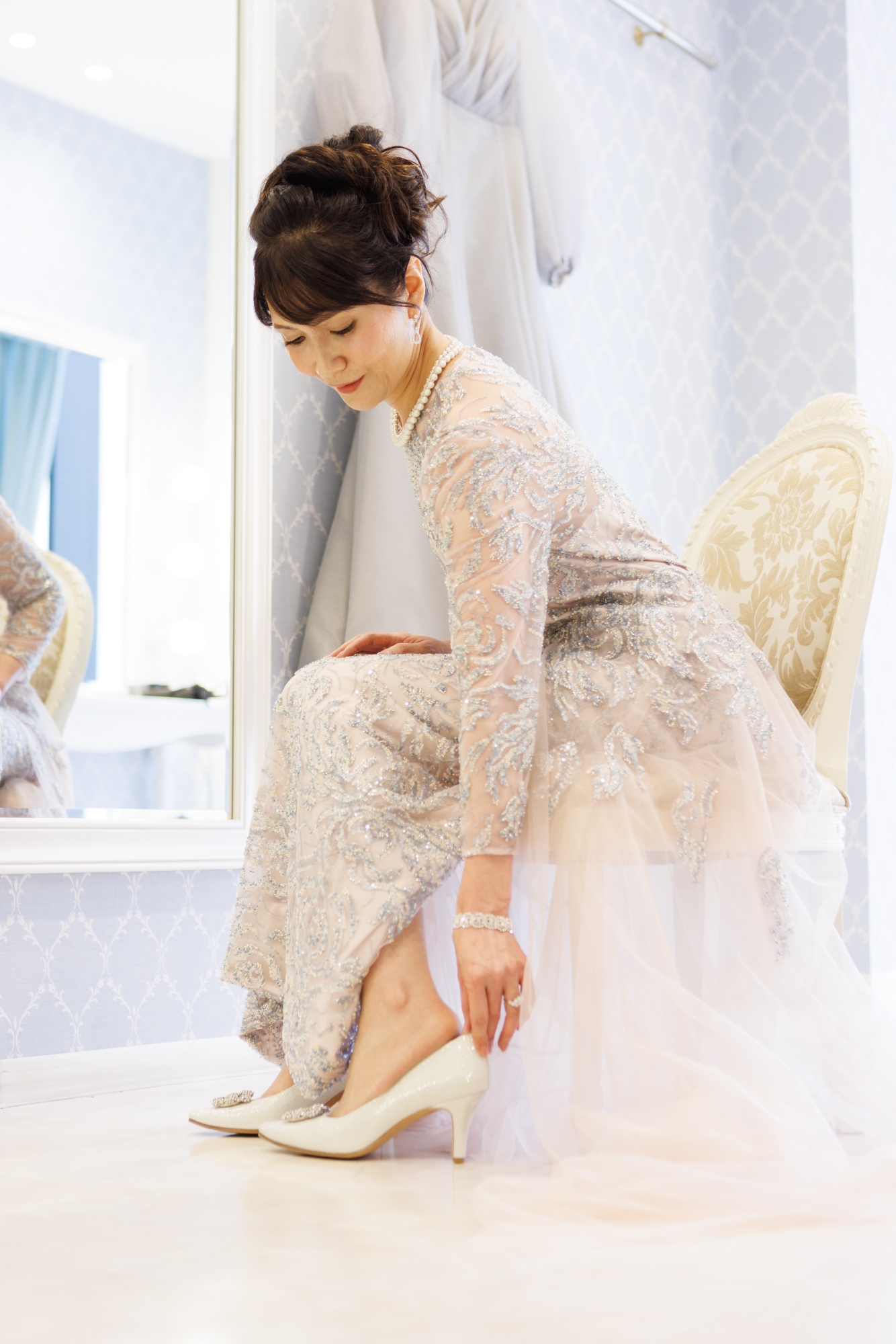 新郎母ドレス　新婦母ドレス　マザードレス　ママドレス マザーズドレス　結婚式母ドレス　母親ドレス　ヘアスタイル　ヘアアレンジ　ヘアセット