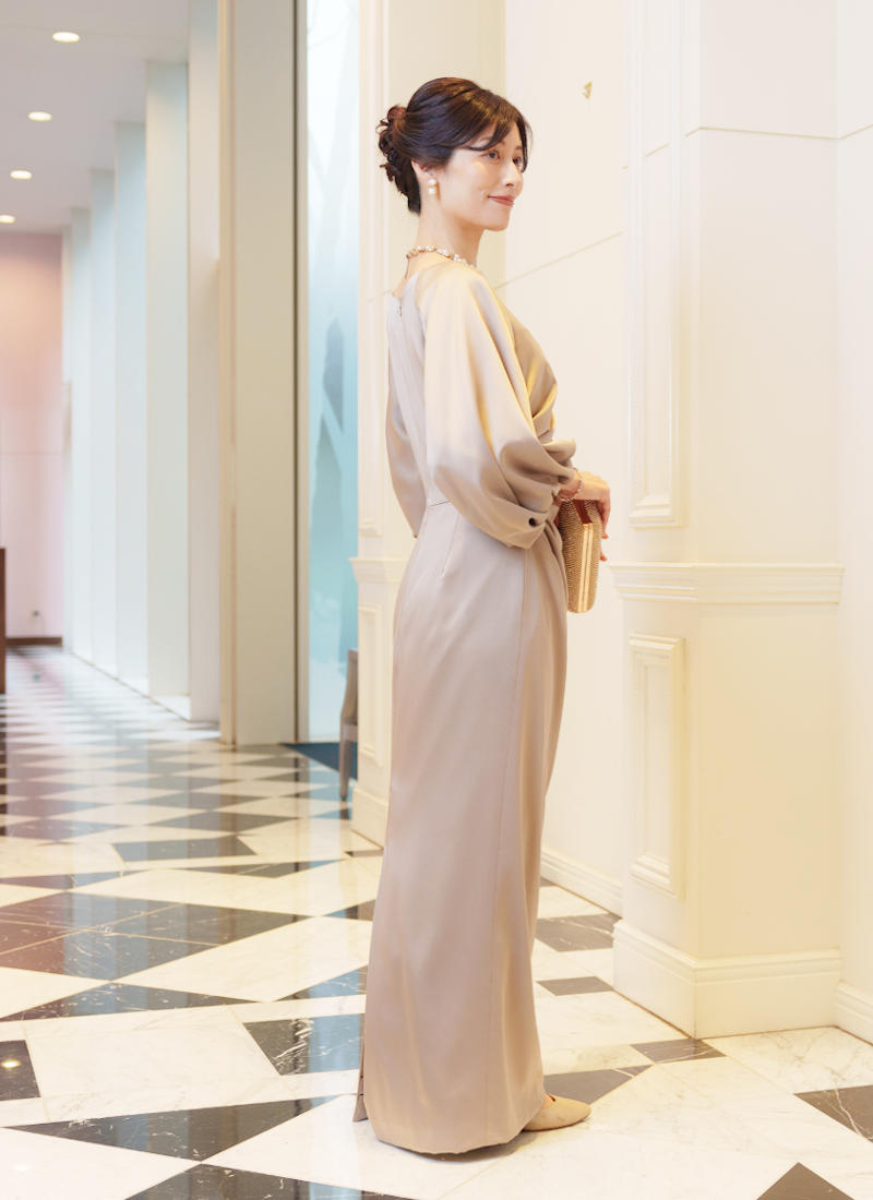 新郎母ドレス　新婦母ドレス　マザードレス　ママドレス マザーズドレス　結婚式母ドレス　母親ドレス　ヘアスタイル　ヘアアレンジ　ヘアセット